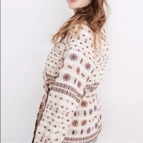 Madewell Aztec Boho Embroidered Kimono Wrap Jacket S - Picture 3 of 12